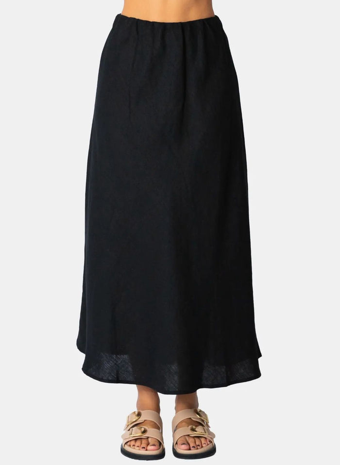 Lucy Linen Skirt - Black