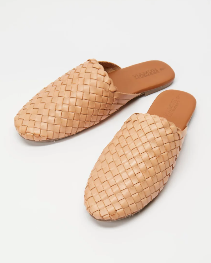 Human Shoes Barland Woven Leather Flats in Tan