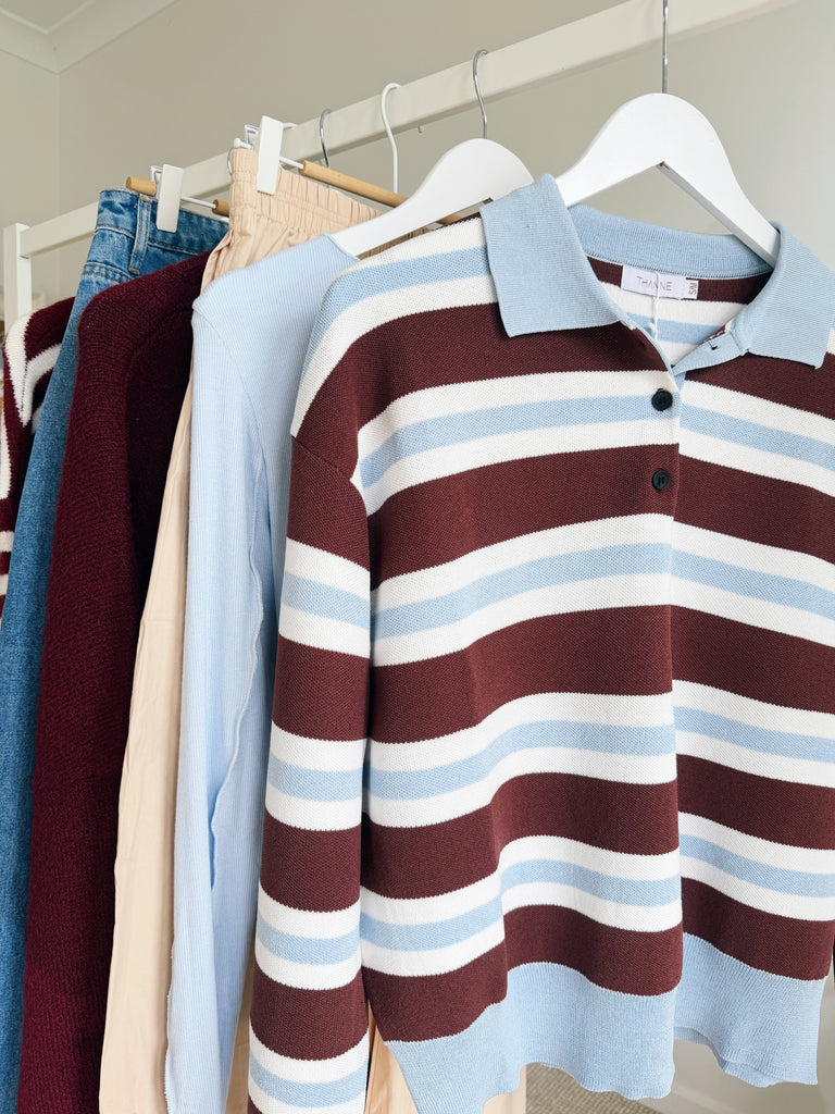 Saylor Rugby Knit - Choc Blue - Betty Lane 