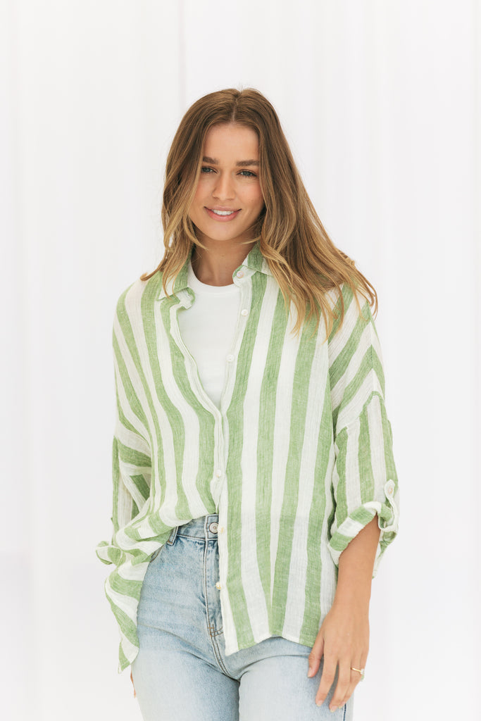 Marine Linen Shirt - Green