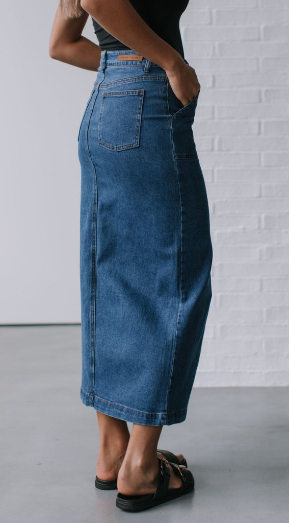 August Denim Skirt - Medium Blue