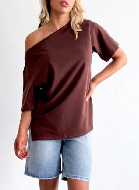 Jersey Cotton Tee - Chocolate