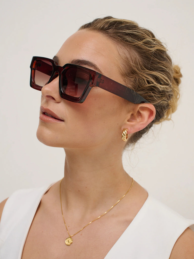 Josie Rectangular Sunglasses - Dark Brown