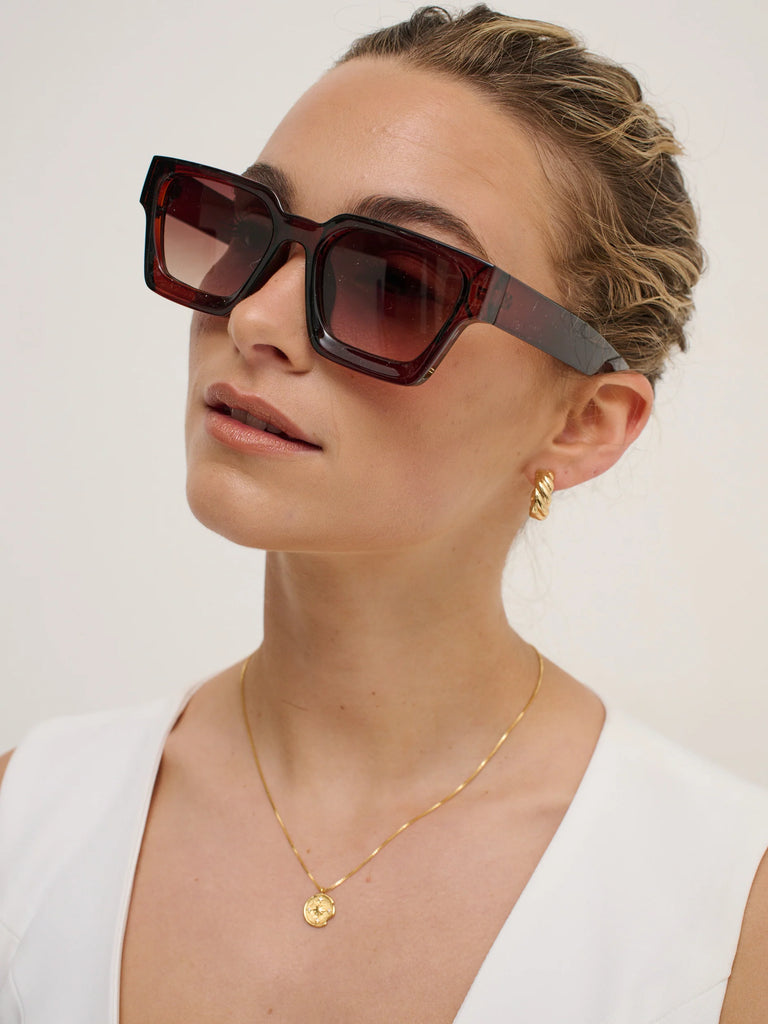 Josie Rectangular Sunglasses - Dark Brown