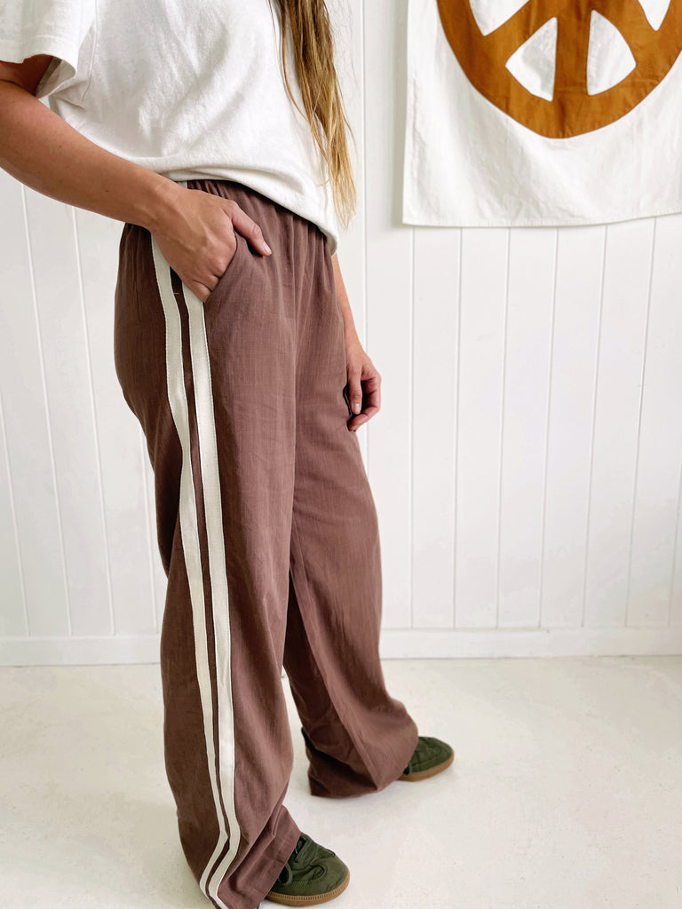 Racer Stripe Pants Brown Betty Lane