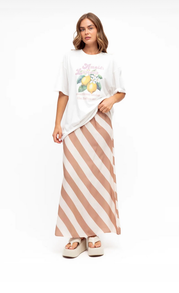 Hazel Stripe Skirt - Beige - Betty Lane 