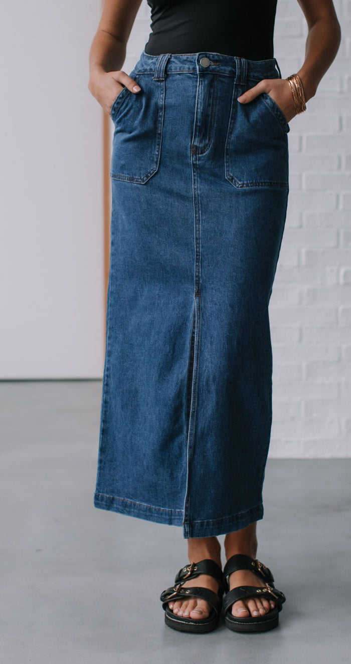 August Denim Skirt - Medium Blue
