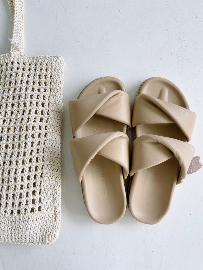 Tactful Leather Slides - Nude - Betty Lane 