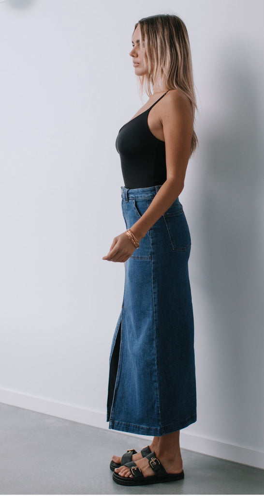August Denim Skirt - Medium Blue