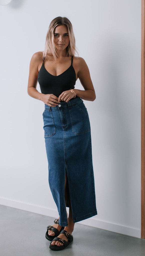 August Denim Skirt - Medium Blue