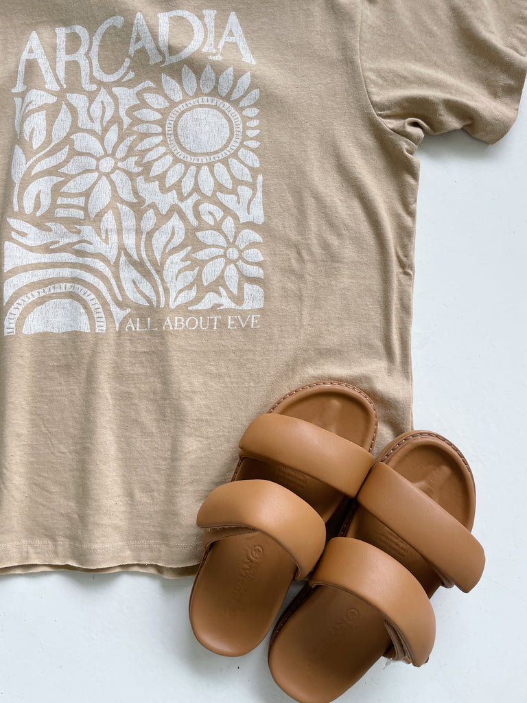 Amy Leather Slides - Tan - Betty Lane 
