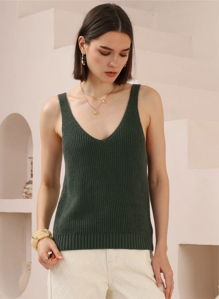 Banks Knit Singlet - Khaki