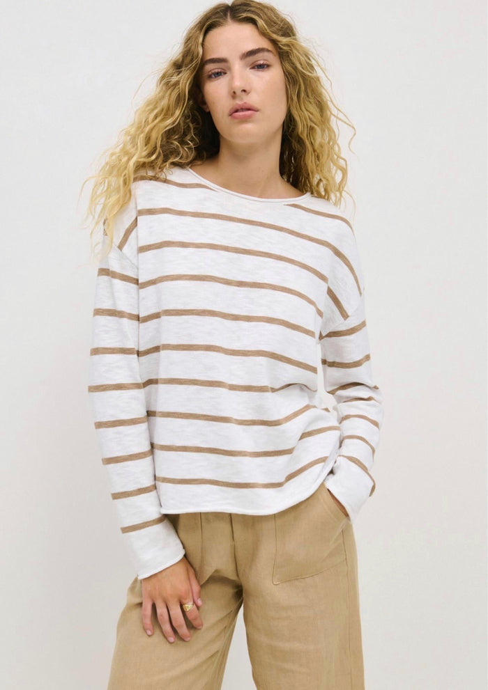 Minnie Stripe Top - Taupe
