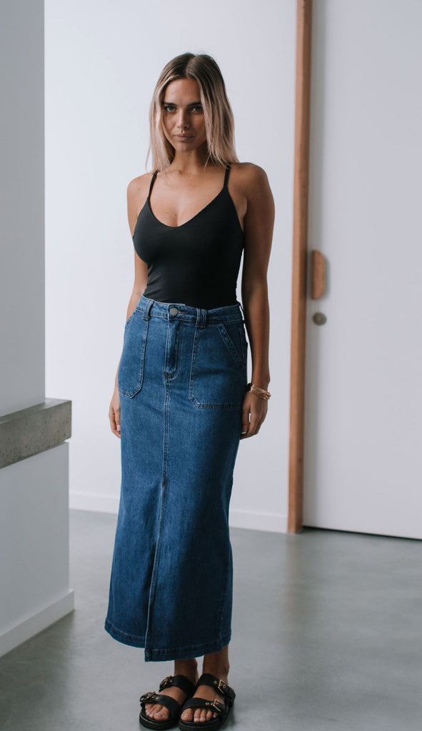 August Denim Skirt - Medium Blue