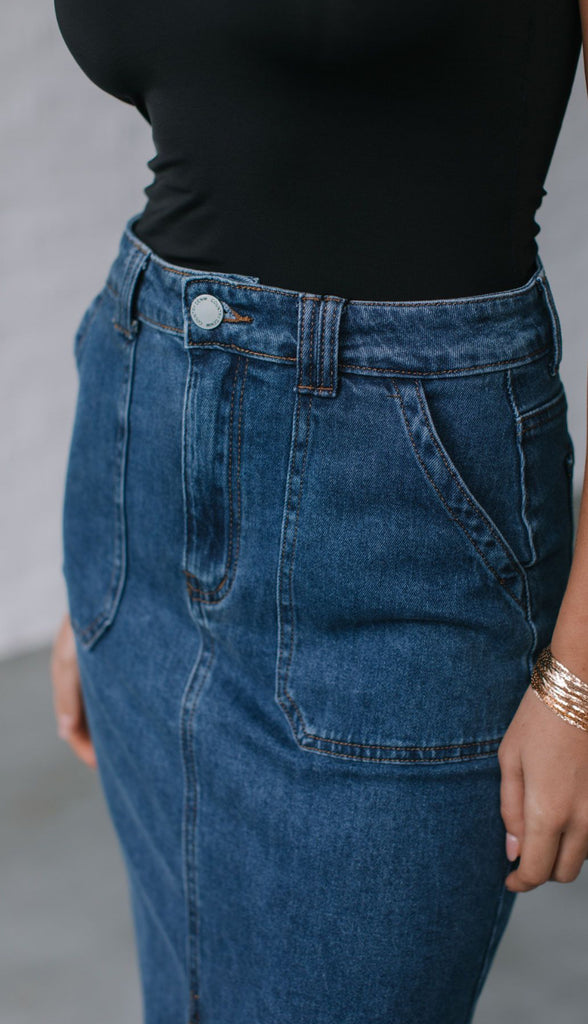 August Denim Skirt - Medium Blue