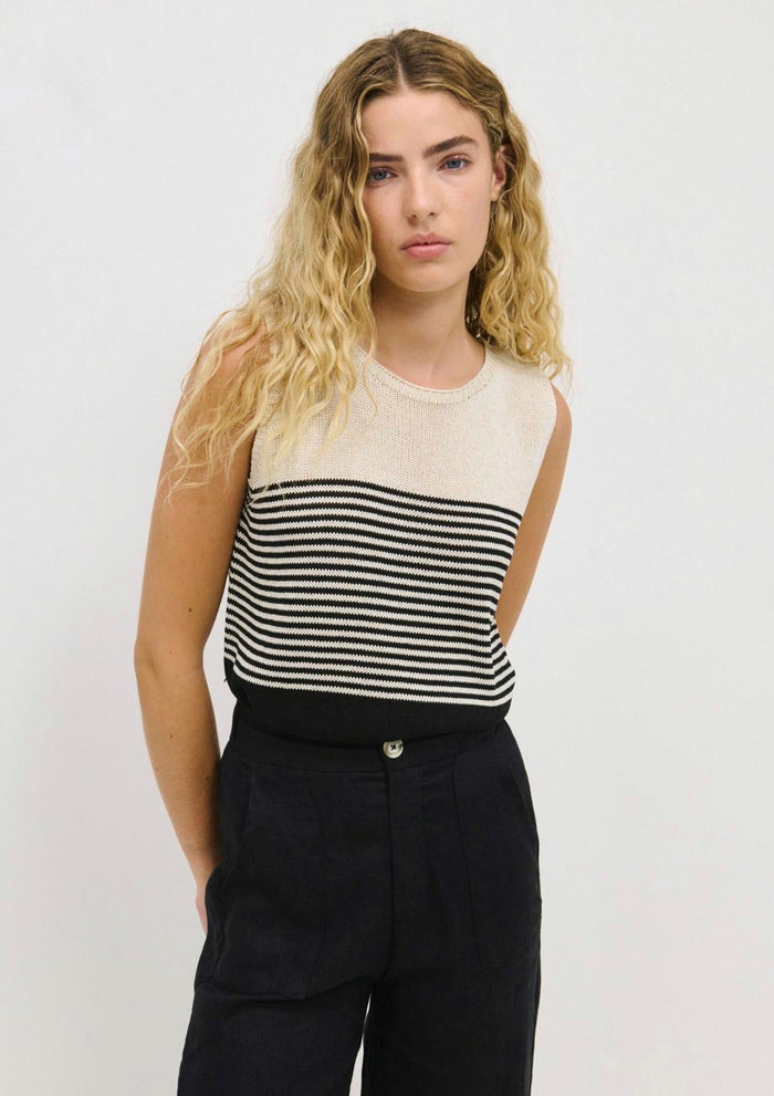 Emma Stripe Top - Black