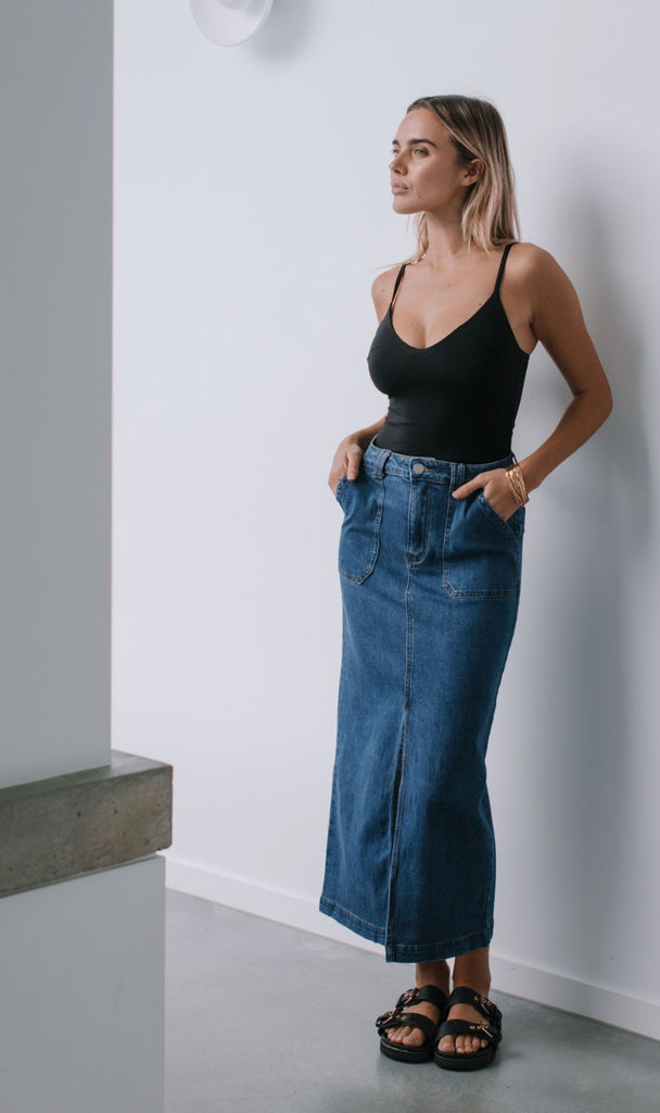August Denim Skirt - Medium Blue