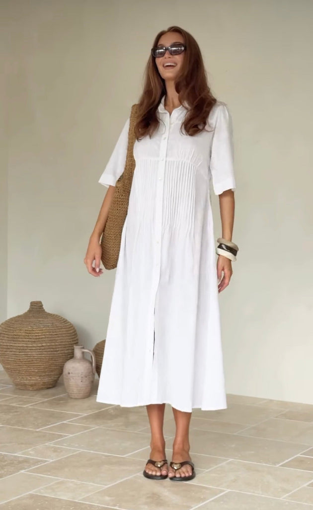 Jamie Linen Dress - White