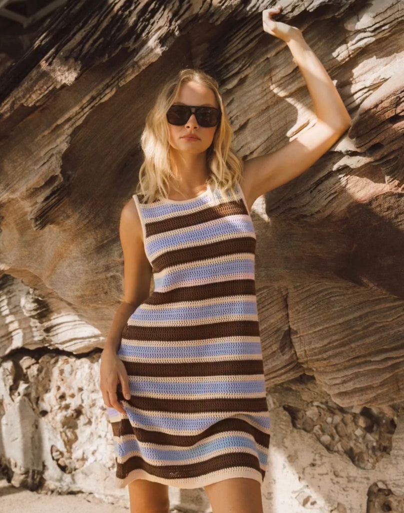 Billie Stripe Dress - Brown - Betty Lane 