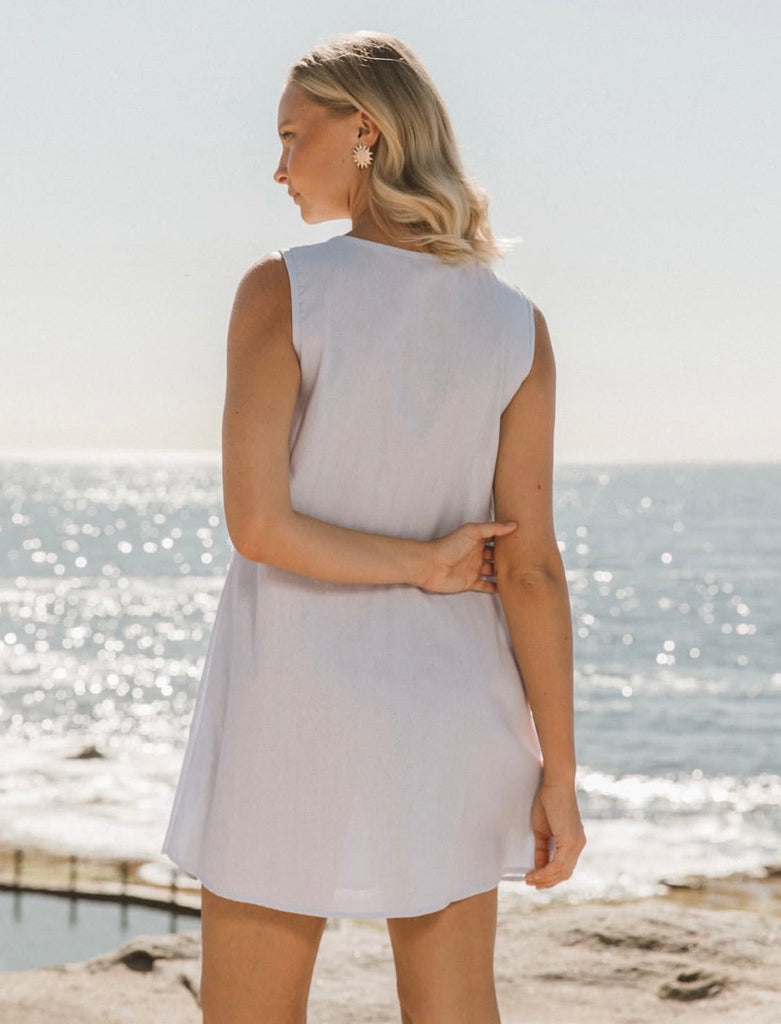 Piper Pleated Dress - Sky Blue