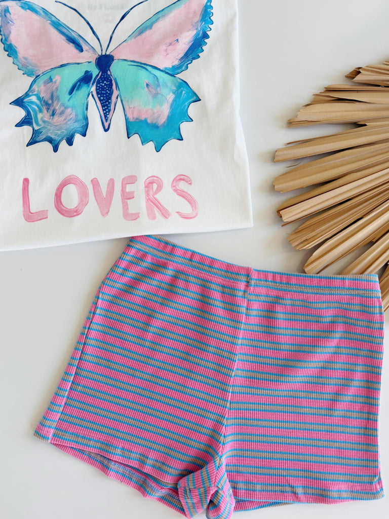 Polly Stripe Shorts - Candy Pink - Betty Lane 