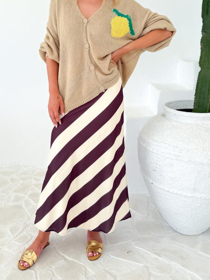Suri Stripe Skirt - Chocolate