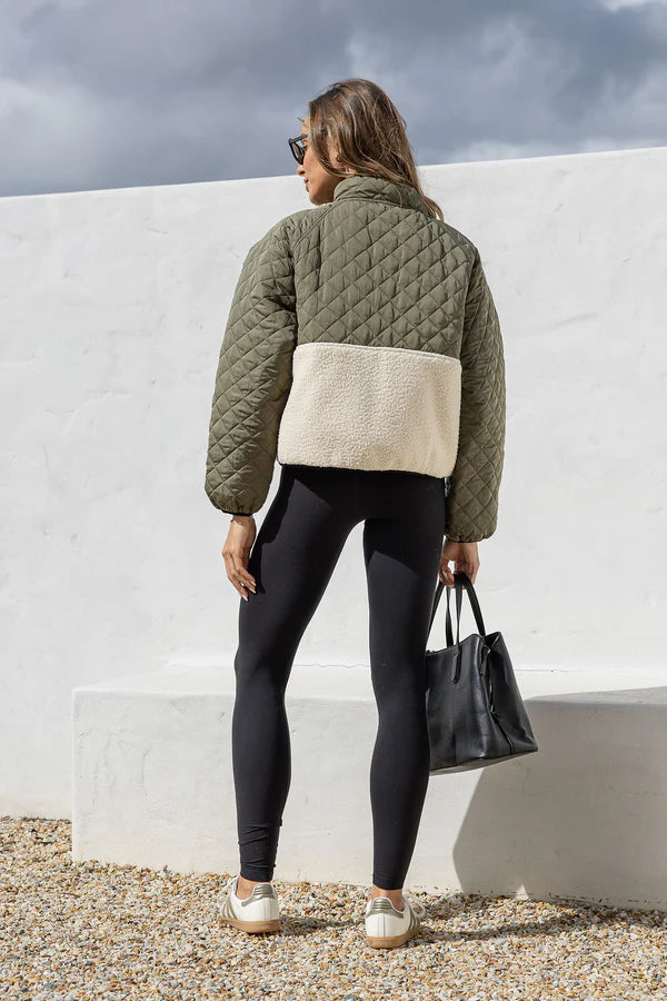Pipi Sherpa Quilted Jacket - Khaki