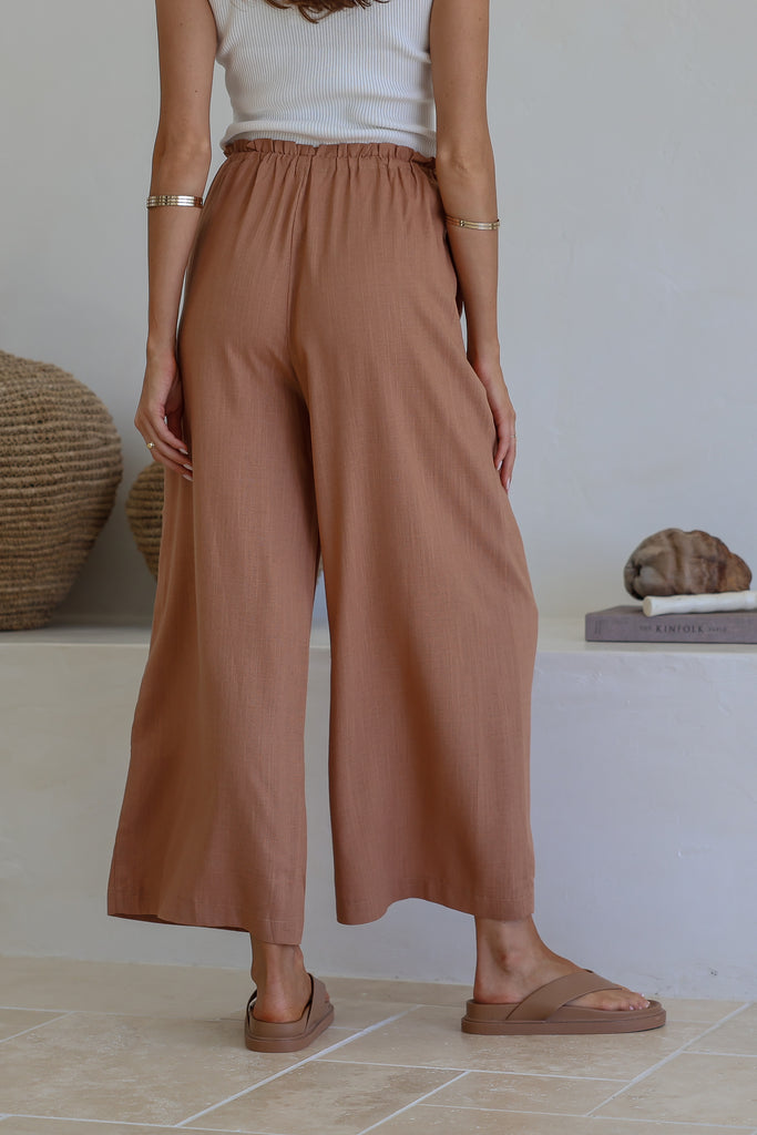 Frankie Linen Pants - Tan [PRE ORDER] - Betty Lane 
