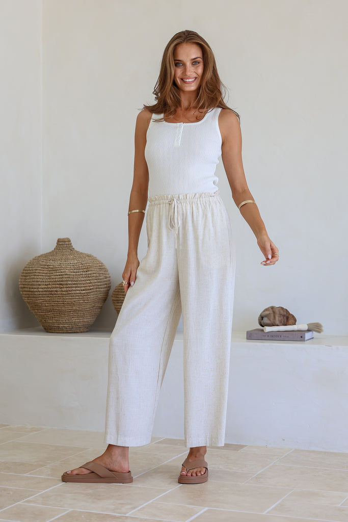 Frankie Linen Pants - Beige