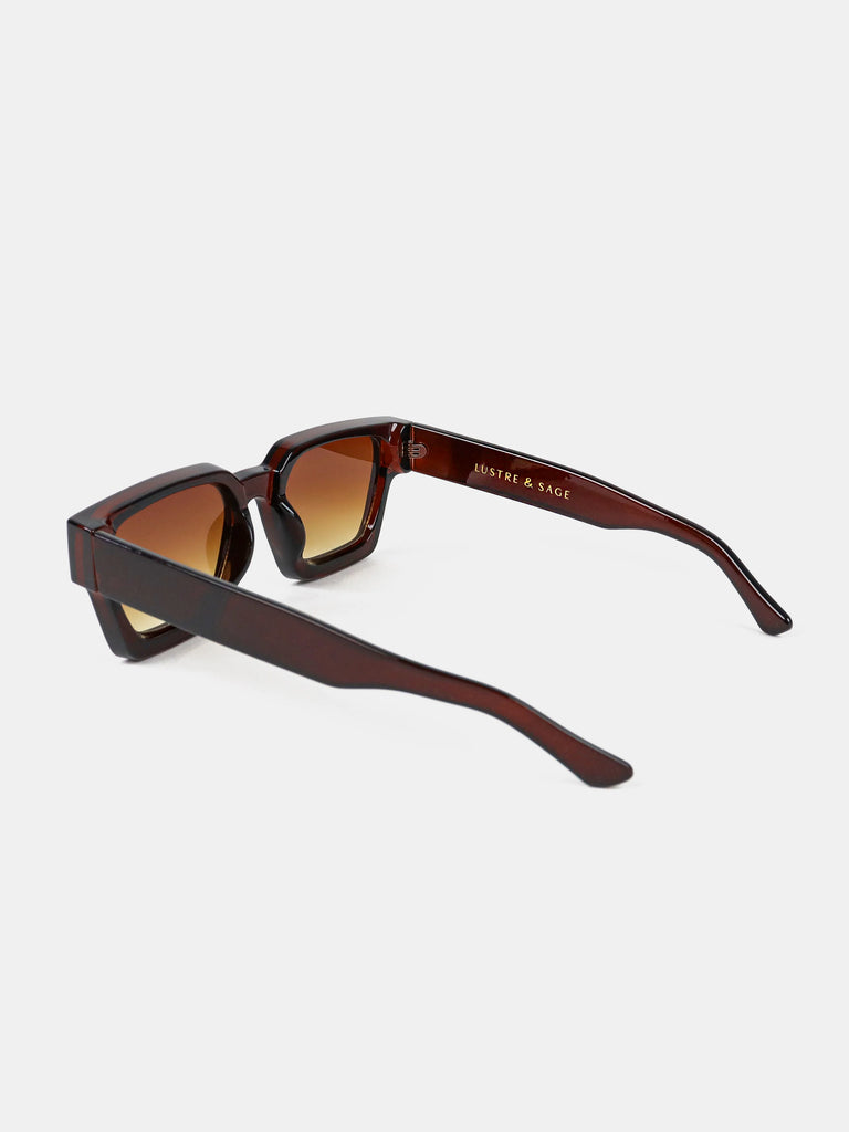 Josie Rectangular Sunglasses - Dark Brown