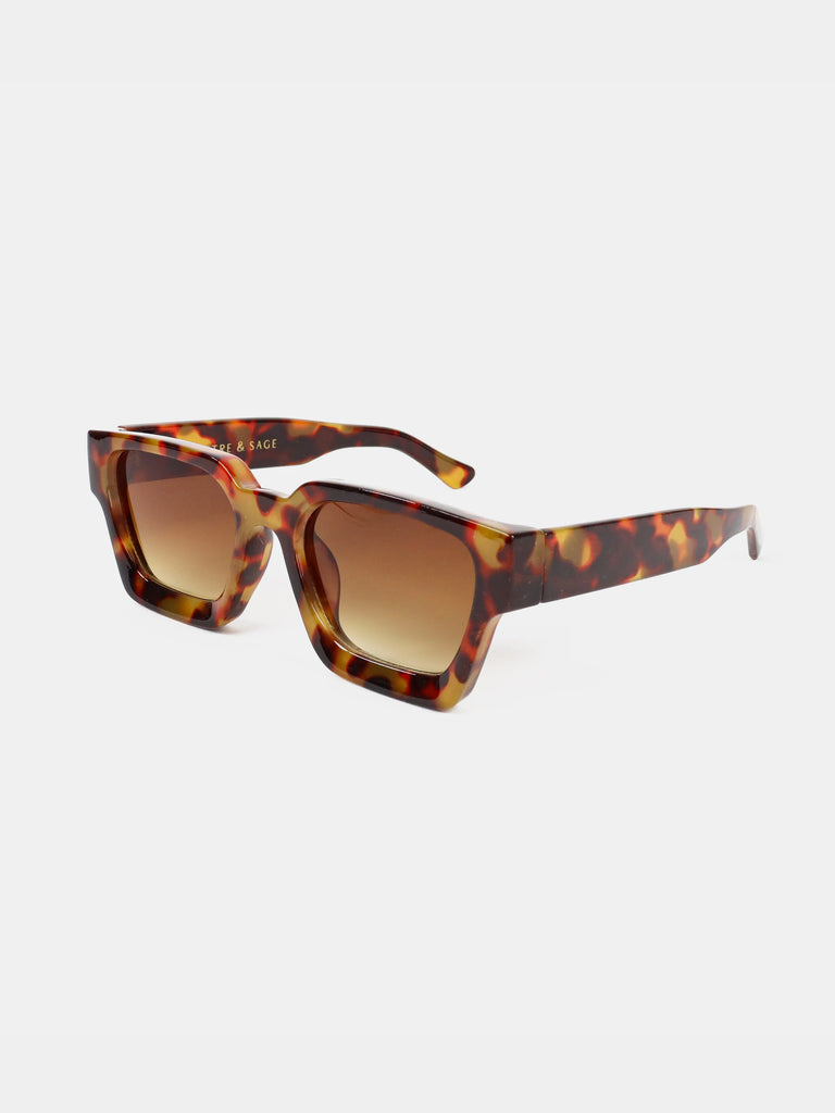 Josie Rectangular Sunglasses - Dark Tort