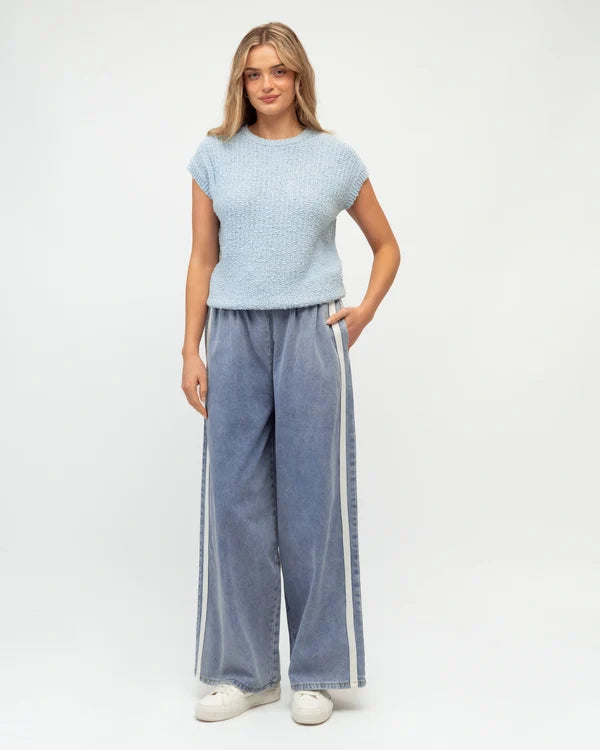 Joan Cotton Knit Top - Blue