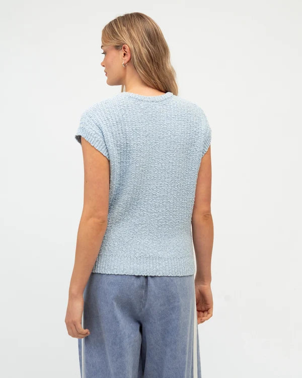 Joan Cotton Knit Top - Blue