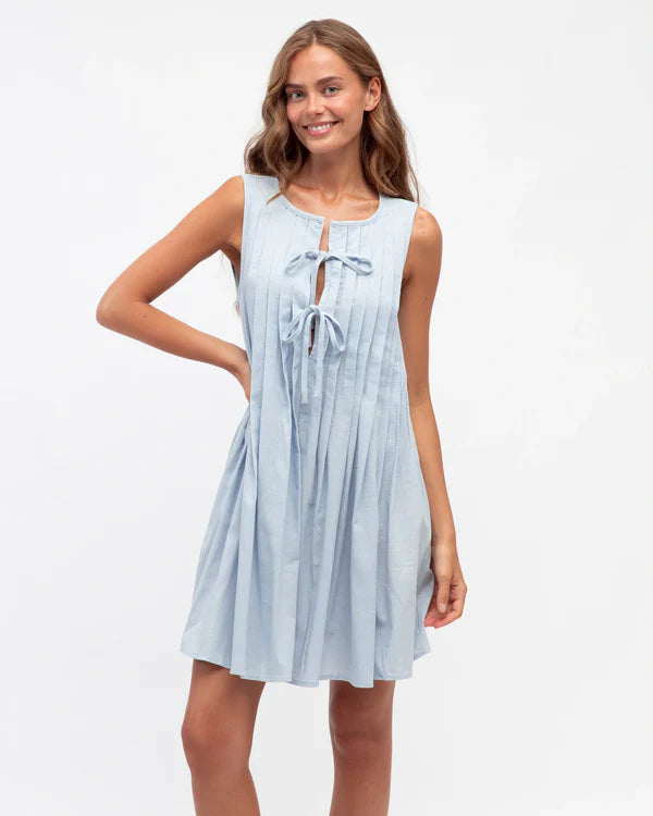Piper Pleated Dress - Sky Blue - Betty Lane 