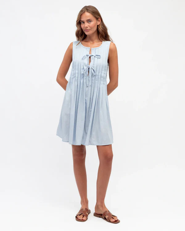 Piper Pleated Dress - Sky Blue