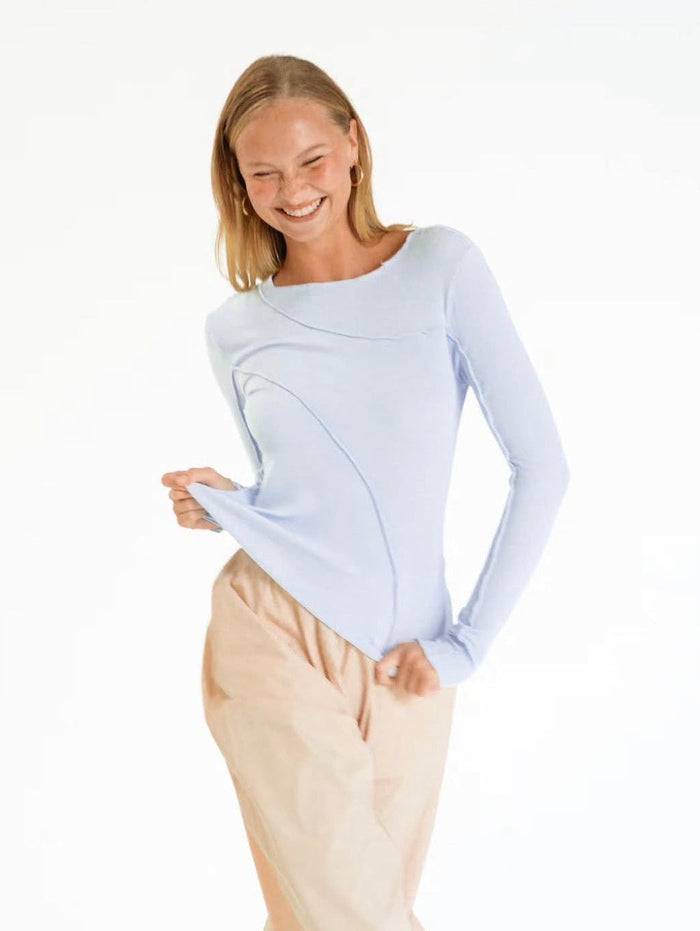 Sita Long Sleeve Tee - Baby Blue - Betty Lane 