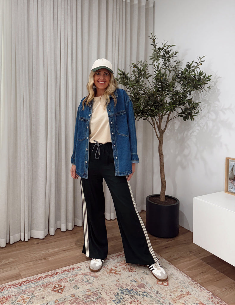 Womens denim shirt and linen pants