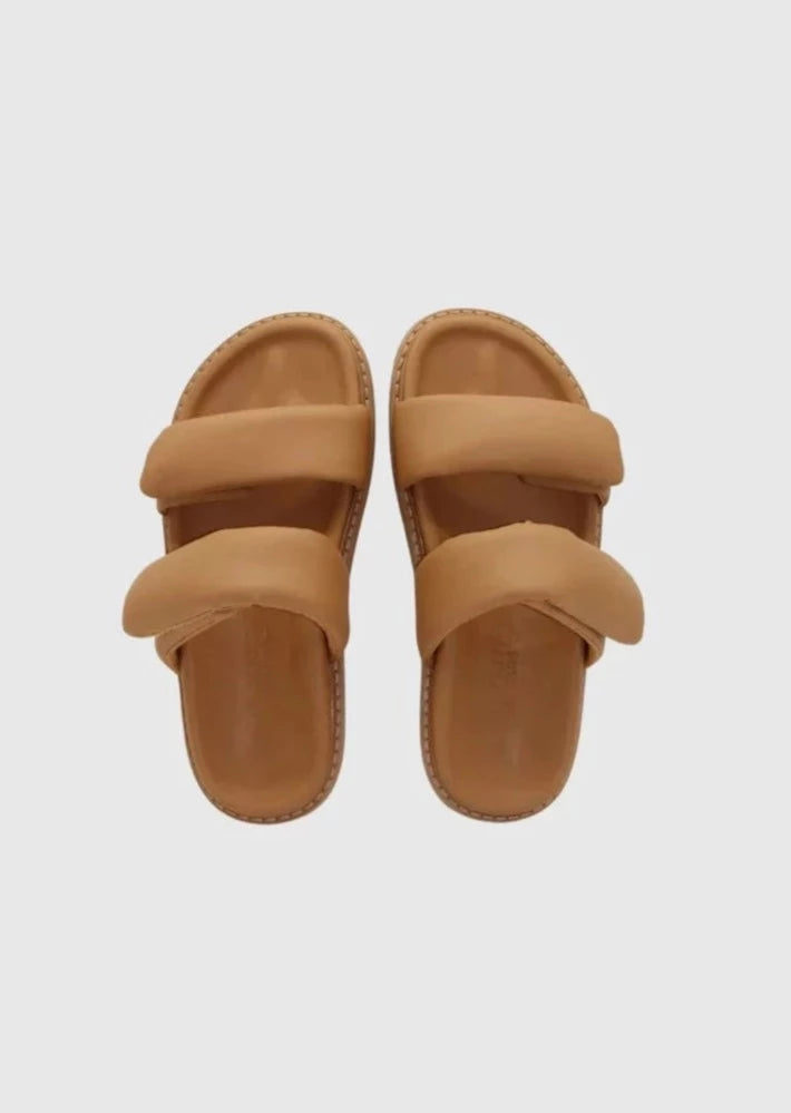 Human Footwear Amy Leather Slides Tan