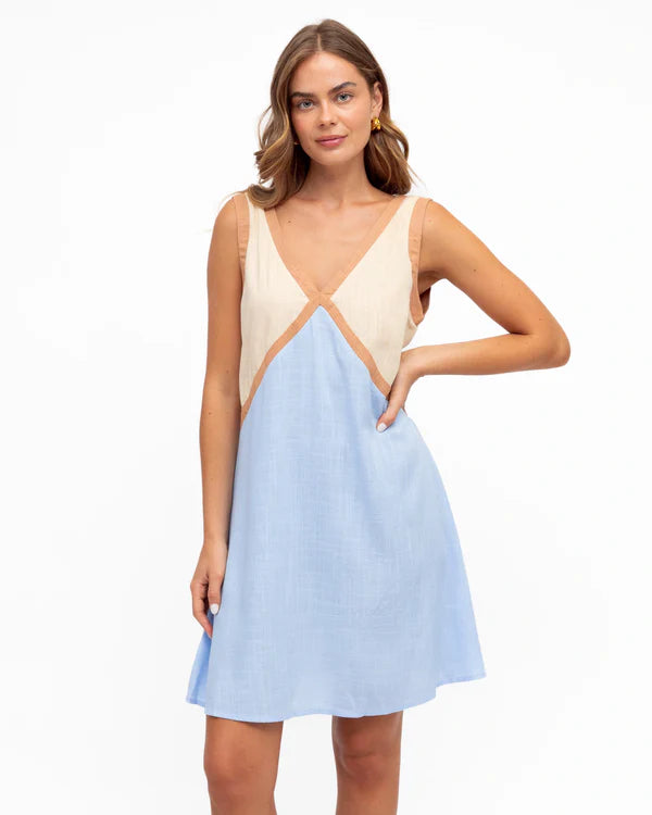 Riley Linen Dress - Sky Blue