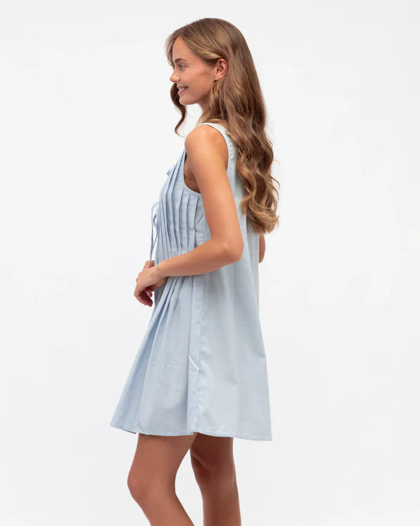 Piper Pleated Dress - Sky Blue