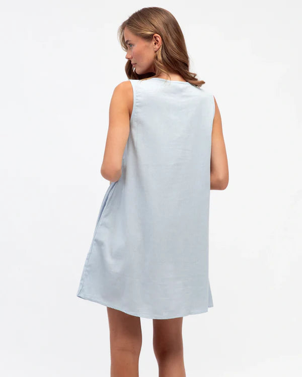 Piper Pleated Dress - Sky Blue