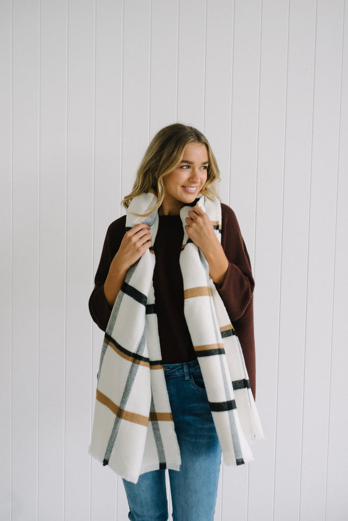 Parker Scarf - White - Betty Lane 