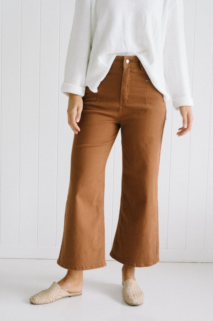 Chocolate brown cropped flares