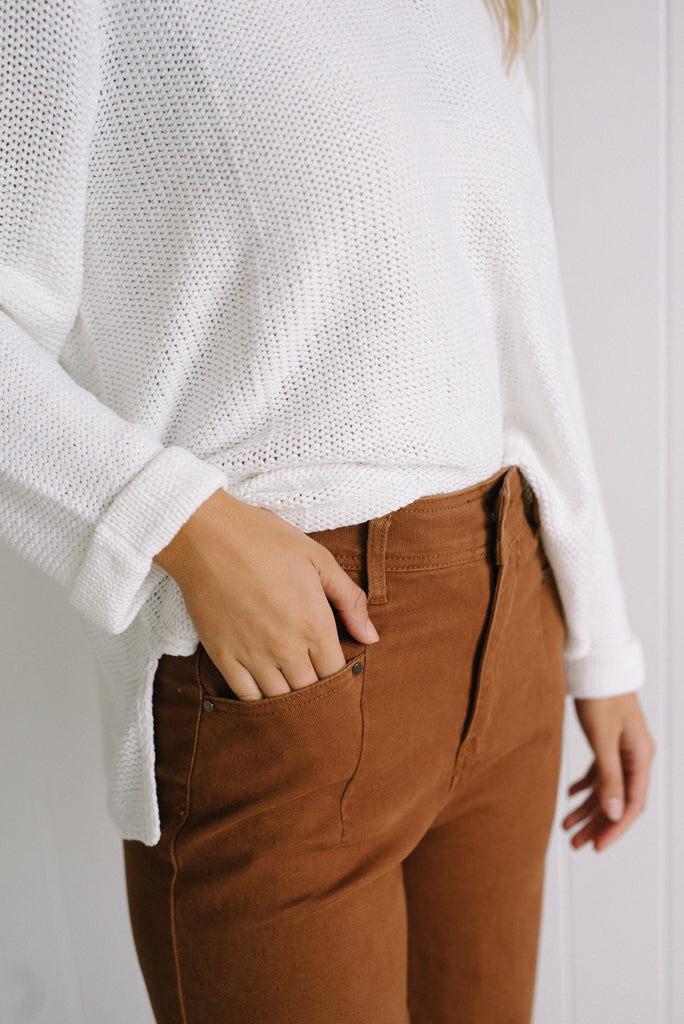 Ellen Wide Leg Jeans - Tan - Betty Lane 