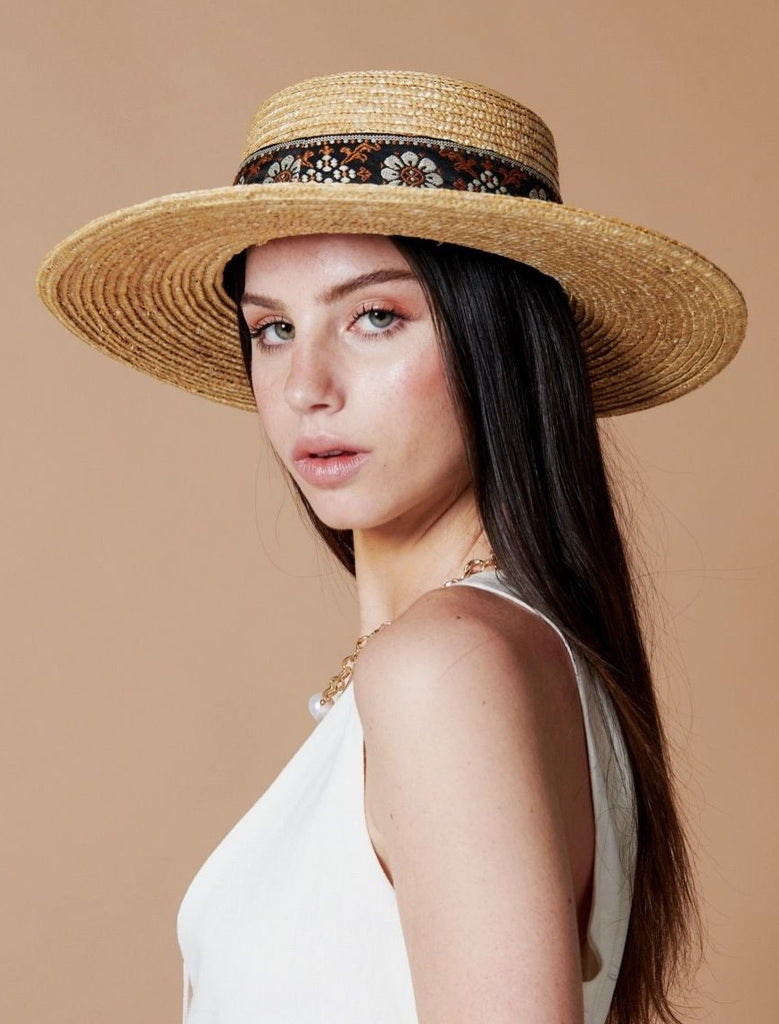 Straw Boater Hat Ribbon Betty Lane